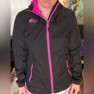The North Face Rain Jacket Black and Pink medium
